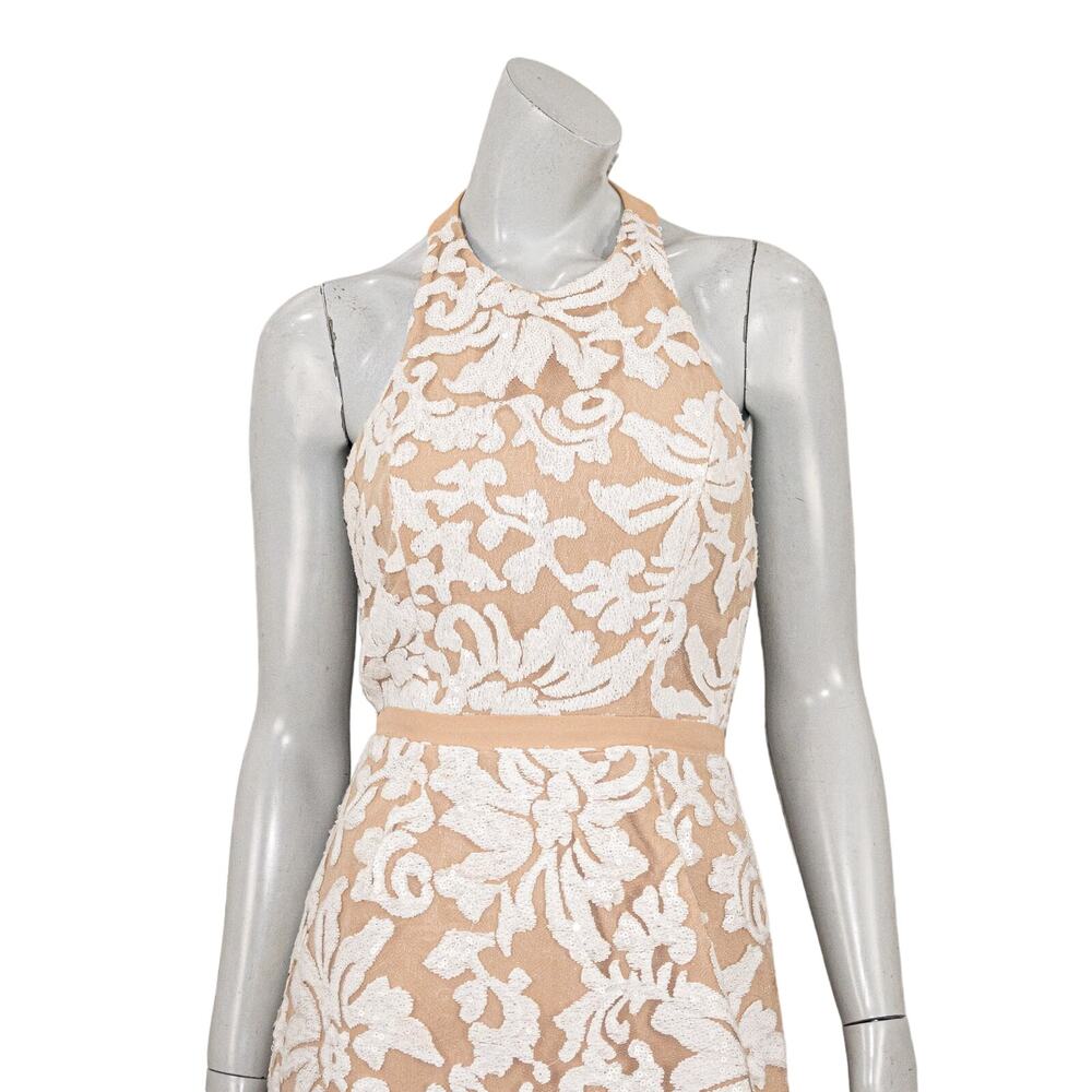Dress The Population Women's Sequin Floral Mesh Halter Dress sz Small - Picture 8 of 15